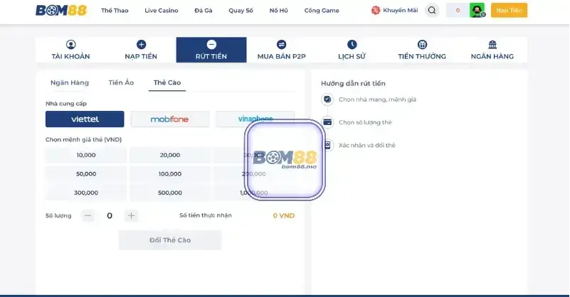 Hướng Dẫn Chi Tiết Từng Bước Rút Tiền Dễ Dàng Tại Bom88 2 Cách Chi Tiết Rút Tiền Bom88 Trực Tiếp Vào Tài Khoản Ngân Hàng Cá Nhân